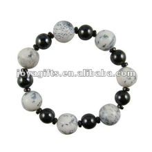 Magnetic Hematite Howlite Beaded Bracelet 7.25"